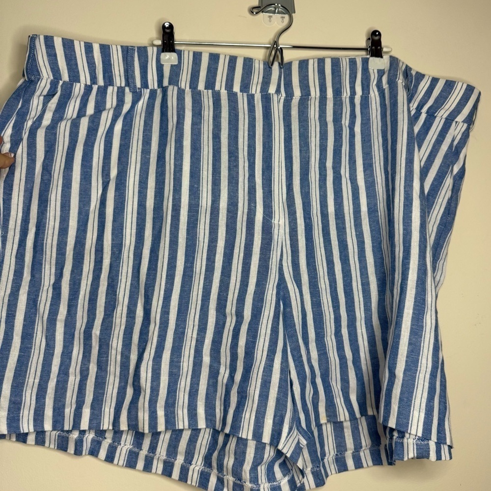 LANE BRYANT Linen Blend Nautical Beachy Boho Summer Striped Shorts